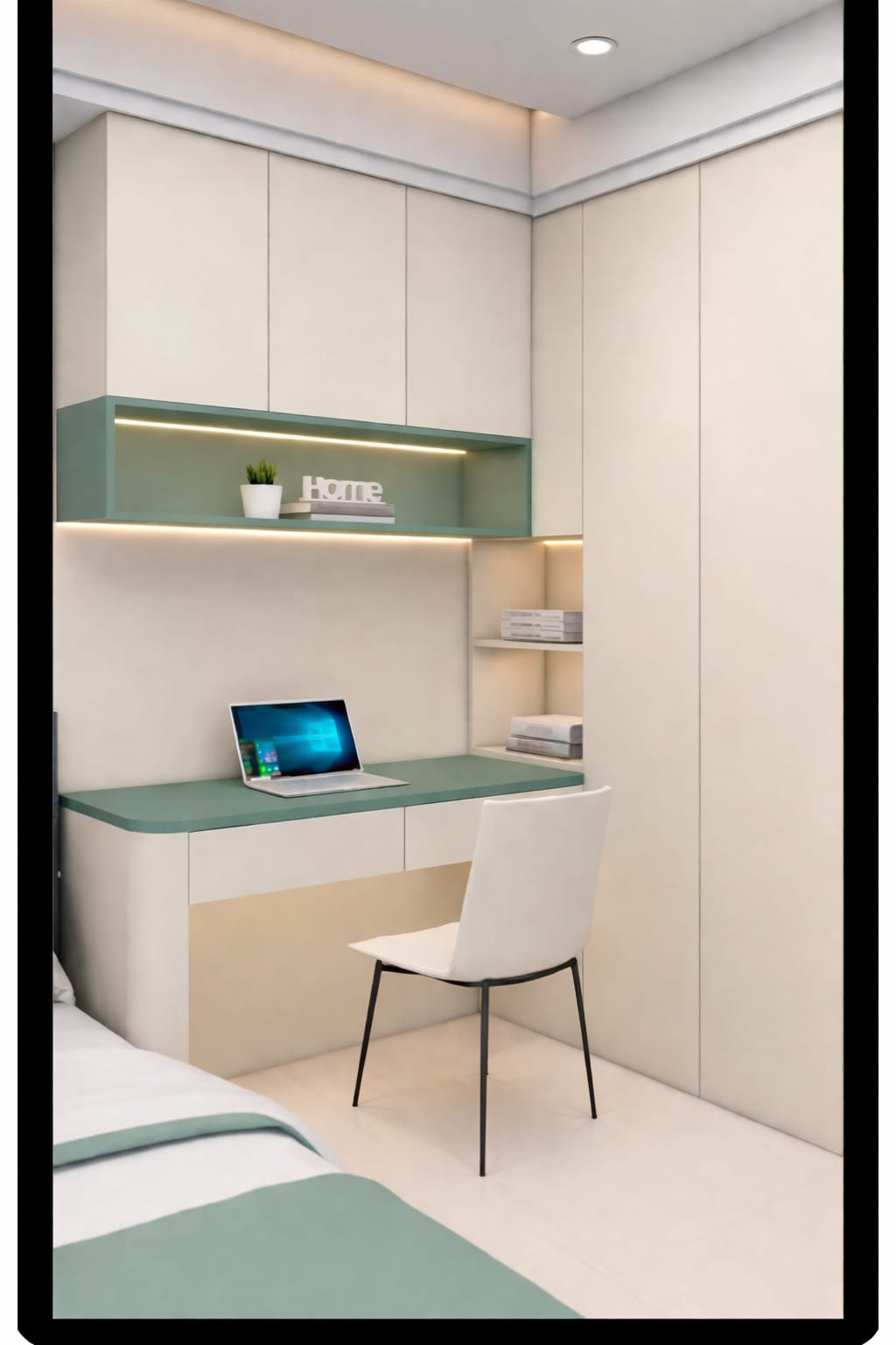 Contemporary Study Desk with Overhead Shelves & Wardrobe